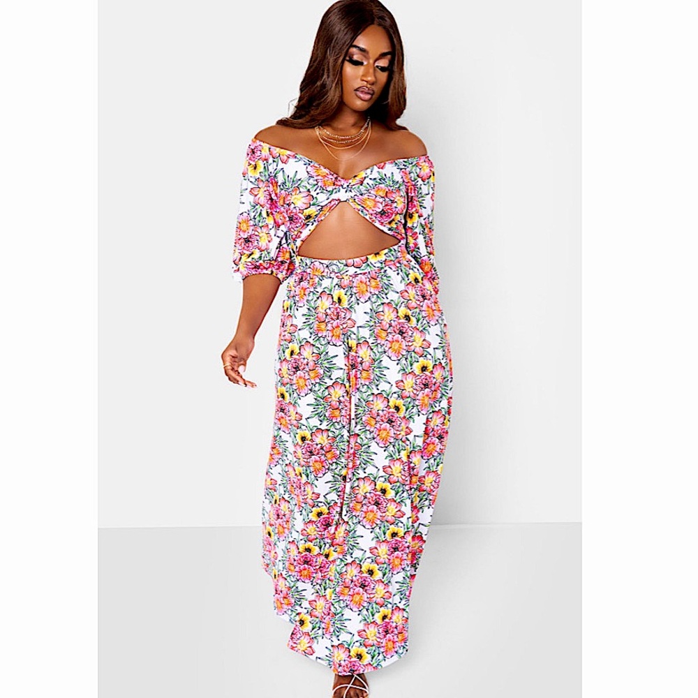 REBDOLLS More Bubbly Floral Keyhole Maxi A Line 3X
